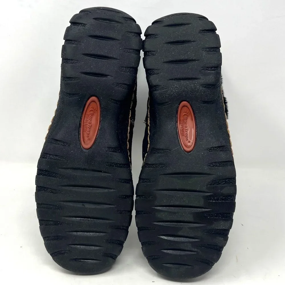 Bare Trap Black Suede Faux‎ Fur  Lining Side Zip Buckle Accent Size 6 M Breesen